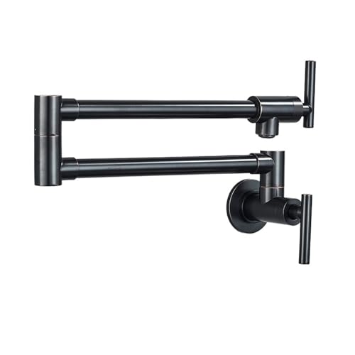 Küchenhahn Küchenmixer Hahn, Küchenarmaturen -Topf -Füllstoff Doppelgelenk Ausstrahlung Klappbarer Schwingarm, Wand Messing Single Loch Zwei Griff Spülspüle für Küche, Badezimmer (schwarzer Bronze B) Küchenhahn Küchenmixer Hahn, Küchenarmaturen -Topf -Füllstoff Doppelgelenk Ausstrahlung Klappbarer Schwingarm, Wand Messing Single Loch Zwei Griff Spülspüle für Küche, Badezimmer (schwarzer Bronze B) von YCVAWEOD