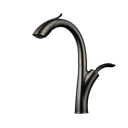 Küchenhahn Küchenmixer Tap, luxuriöse Gungrau-Küche Wasserhahn, kreatives Ausziehen einzelner Steuergrad, kalte und heiße Dual Control Messing Waschbeckenhahn für Küche, Badezimmer (Chrom) LWX von YCVAWEOD