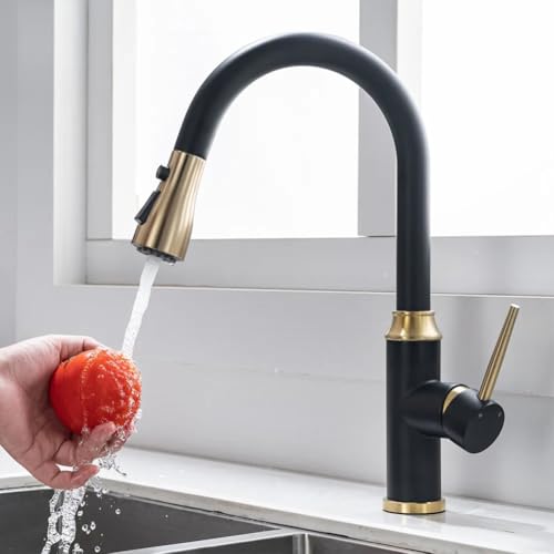 Küchenhahn mit Auszug Spray High Bogen Pull Down Kitchen Spüle Mixer Haken mit 2 Sprühmodus, Messing Single Hebel 360 ° drehbarer kommerzieller Küchenarmatur, 1 Loch, Weiß LWX von YCVAWEOD