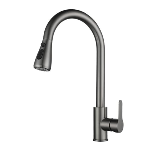 Küchenhahn mit Auszug Spray High -Bogen Pull Down Küchenspüle Mixer mit 2 Sprühmodus, Edelstahl Ein Hebel 360 ° Drehwerfer kommerzieller Küchenarmatur, 1 Loch, Grau LWX von YCVAWEOD