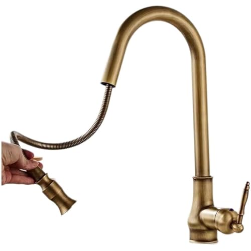 YCVAWEOD Küchenmixer Tippen Sie auf Küchenküche Doppelgriff Heißer und kalter Wasserhahn Vollkupfer Gemüse Spüle Spüle Waschbecken Drehhahn (Keramikkürbis) LWX von YCVAWEOD