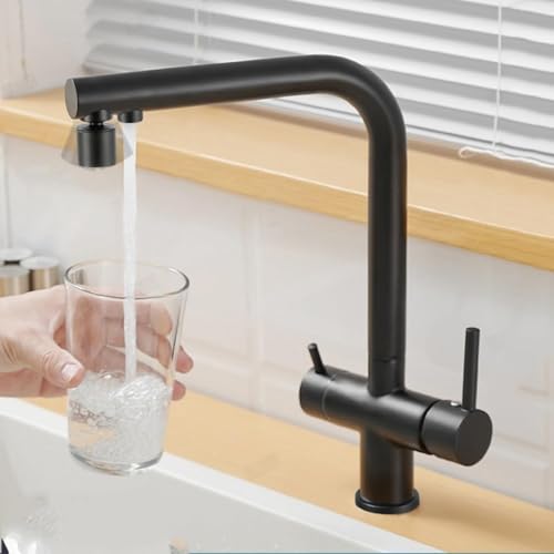 Küchenmixer Tippen Sie auf schwarze 3 -Wege -Wasserfilter Tap Kitchen -Trinkhaken Waschbecken Mixer Drehausstrich (grauer Einzelmodus) LWX von YCVAWEOD