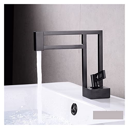 Küchenspüle Hahn, Becken Wasserhähne Schwarzer Waschbecken Mixer Haken Messing Bad taps Quadratgefäß Waschbecken Wasserhahn Schwarzer Beckenmixer kaltes heißes Wasser für Küche (alles weiß) LWX von YCVAWEOD