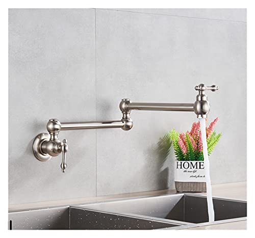 Küchenspüle Hahn, Chrom Nickel Schwarzes Messing Pot Füllstoff Tap Wall-Montage Küchenarmatur Einer kaltes Einzelloch-Tap Drehen Sie Klappspout für Küche (C-Chrom) LWX von YCVAWEOD