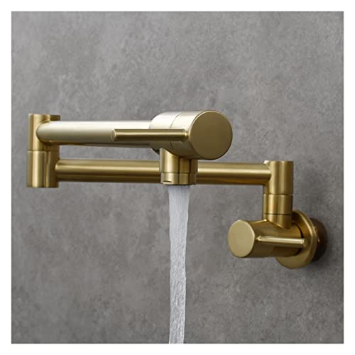 YCVAWEOD Küchenspüle Hahn, Messing Chrom Küchenarmatur Dual Griff Küche TIPP wandmontiertes Klappgriff Einkaltes Wasserhahn für Küche (4) LWX von YCVAWEOD