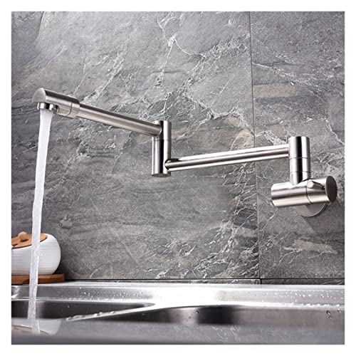 Küchenspüle Hahn, Messing Single Hebel Drehen Klappende Wäschereipool Ausguss Badezimmer Küche Wasserhahn Wandhalterung kaltes Wasser Waschbecken Tap Chrom/gebürstet für die Küche (gebürstete Nickel) Küchenspüle Hahn, Messing Single Hebel Drehen Klappende Wäschereipool Ausguss Badezimmer Küche Wasserhahn Wandhalterung kaltes Wasser Waschbecken Tap Chrom/gebürstet für die Küche (gebürstete Nickel) von YCVAWEOD