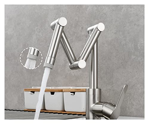 Küchenspüle Hahn, Messing-Topf-Füllhahn Wasserhahn Deck montiertes Drei-Abschnitt-Erweiterungsverlängerungsküche Wasserhahn Dreikunstschwung Arm für Heiß und Kälte für Küche (1 Funktion Titan) LWX von YCVAWEOD
