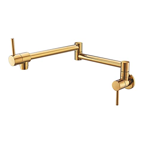 Küchenspüle Hahn, Topffüller Tap Wandmontaged faltbarer Küchenarmatur Einer kaltes Einzelloch -Spüle Tap Drehen Sie Klappverchromchromgoldene Messing für Küche (Gold) LWX von YCVAWEOD
