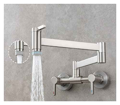Küchenspüle Hahn, gebürstetes Drei-Switch-heißes und kaltes Wasserhahn in der Wand Küche Klappermischungsventil Wasserhahn Badezimmer-Badbeckenhahn für Küche (2) LWX von YCVAWEOD