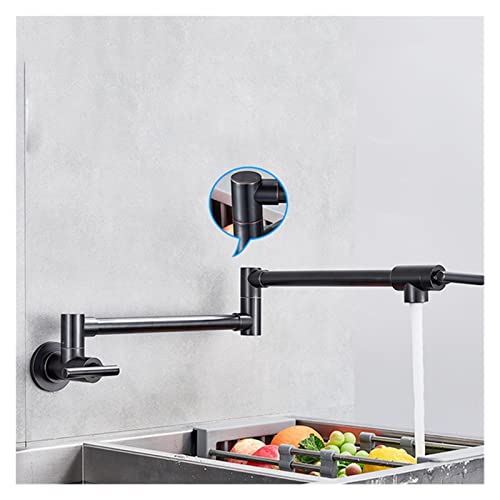 Küchenspüle Hahn, klappbare Küchenarmatur Waschbecken Topf Wasserhahn Kaltwasser Wandmontage Tap Messing Wasserhähne Chrom gebürstet Nickelöl für Küche (Öl gerieben Bronze B) LWX von YCVAWEOD