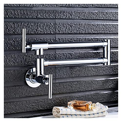 Küchenspüle Hahn, klappbare Küchenarmatur Waschbecken Topf Wasserhahn Kaltwasser Wandmontage Tap Messing Wasserhähne Chrom gebürstet Nickelöl für Küche (Öl gerieben Bronze B) LWX von YCVAWEOD
