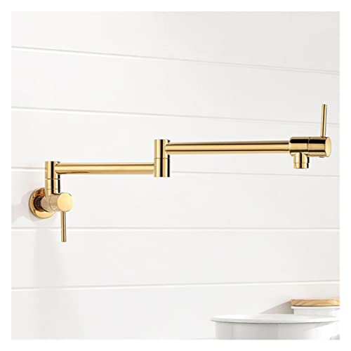 Küchenspüle Hahn, klappbare Küchenarmatur Waschbecken Topf Wasserhahn Kaltwasser Wandmontage Tap Messing Wasserhähne Chrom gebürstet Nickelöl für Küche (Öl gerieben Bronze B) LWX von YCVAWEOD