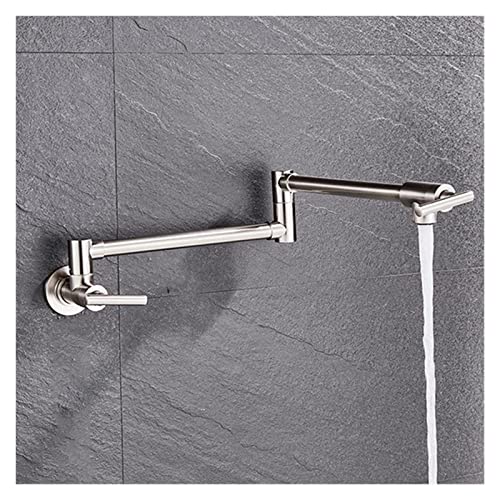 Küchenspüle Hahn, klappbare Küchenarmatur Waschbecken Topf Wasserhahn Kaltwasser Wandmontage Tap Messing Wasserhähne Chrom gebürstet Nickelöl für Küche (Öl gerieben Bronze B) LWX von YCVAWEOD