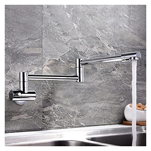 Küchenspüle Hahn, klappbare Küchenarmatur Waschbecken Topf Wasserhahn Kaltwasser Wandmontage Tap Messing Wasserhähne Chrom gebürstet Nickelöl für Küche (Öl gerieben Bronze B) LWX von YCVAWEOD