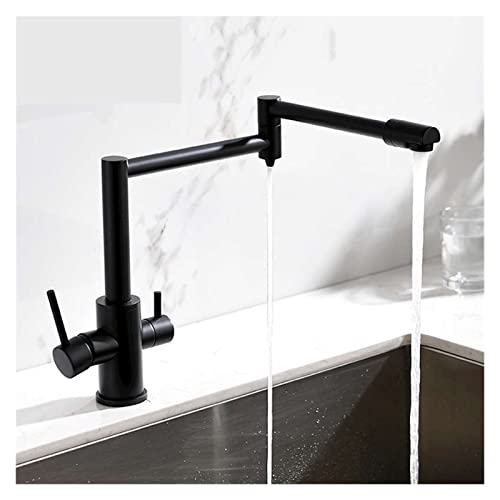 Küchenspüle Hahn, matte schwarze Küche Klapphahn mit reinem Wasser kalte heiße Küche modernes Trinkwasser 3 -Wege gefilterte Wasserhahn für die Küche (mattem Balack kurz) LWX von YCVAWEOD