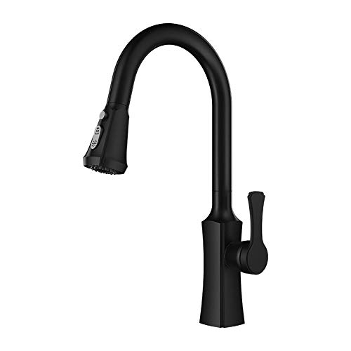 Küchenspüle Haken Messing ausziehen Waschbecken Mixer Tap 360 ° Dreh-, Sprüh- und Bubbler -2 -Funktion, Einzelhebel -Spüle Wasserhahn mit Auszug Sprühgerät, schwarz LWX von YCVAWEOD