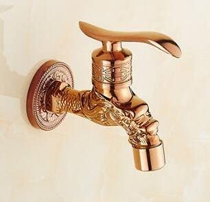 Küchenspüle Haken Wasserhähne Rosen Drache Geschnitzt Bibcocks Wasserhahn Messing Bad Waschhine Wasserhahn Bibcock TAP Outdoor Badezimmermixer/hellgrau LWX von YCVAWEOD