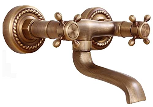 Küchenspüle Haken Wasserhähne alle Bronze-Wandmontierten Doppelgriff Heiße und kalte Wasserhahn antike altmodische Heiße und kalte Badewanne mit Kupfer-Badezimmer-Spin-Badewanne. LWX von YCVAWEOD