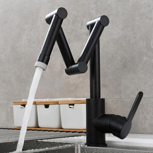 Küchenspüle Mixer Tap Faltbarer Küchenhahn, Einzelhebel -Küchenmixer -Klopfen Messing 2 Modus Heiße und kalte Wasserhähne für Küchenspüle LWX von YCVAWEOD