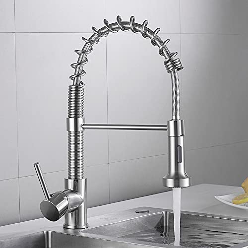Küchenspüle Tipp für Bar Bauernhaus Werbung, Küchenspüle Heißer kaltes Wasserhahn, herausziehen Küchenarmatur, Schwarzmischer -Hahn, 360 -Grad -Rotationsstrom -Sprühdüse (Farbe: Gold) die neue LWX von YCVAWEOD