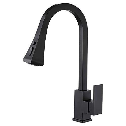 Küchenspüle Tippen Sie auf Einzelhebel -Ausziehen aus dem Waschbeckenmixer mit Sprühgerät & Bubbler 2 Funktion, Messing Küchenspüle Wasserhahn 360 ° drehbar heiß und kalt Wassermischer von YCVAWEOD