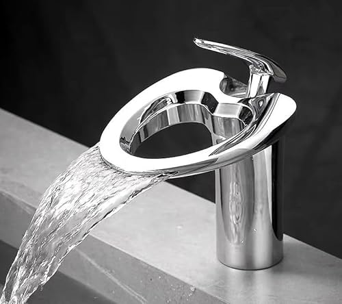 Kunst Wasserhahn Toilettenbecken Badezimmerschrank Wasserfall Heißer und kaltes Wasserhahn, schwarz hoch LWX von YCVAWEOD