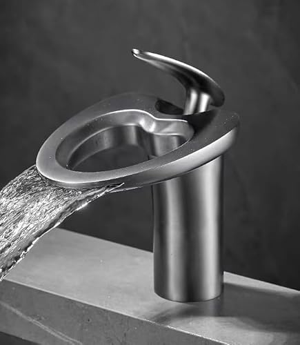 Kunst Wasserhahn Toilettenbecken Badezimmerschrank Wasserfall Heißer und kaltes Wasserhahn, schwarz hoch LWX von YCVAWEOD