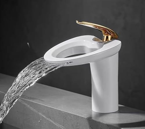 Kunst Wasserhahn Toilettenbecken Badezimmerschrank Wasserfall Heißer und kaltes Wasserhahn, schwarz hoch LWX von YCVAWEOD