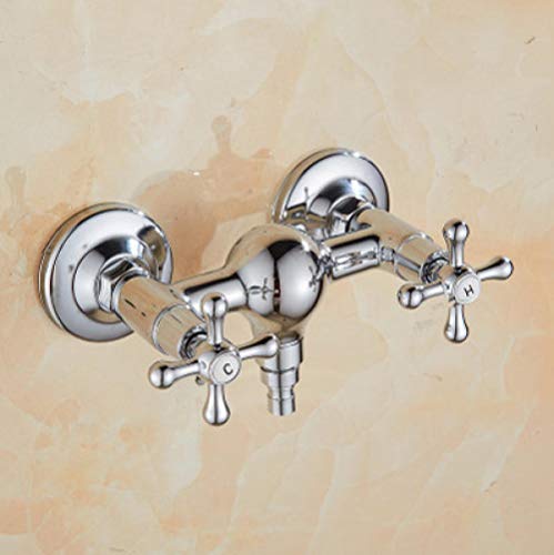 Kupferwand montiertes Dual -Griff -Becken Waschbecken Wasserheilheißer und Kaltmischer Tipp für Waschmaschine 1/2 und 3/4 Universalität im Freien Gartengebrauch LWX von YCVAWEOD