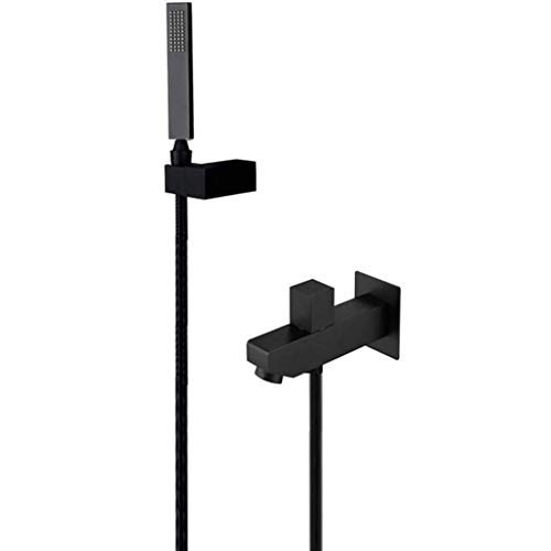 Luxus mattes schwarzes Messing versteckte Wand montierte Duschkopf Set mit Handheld -Dusche Heiße und kalte Wanne Haken Modernes Badezimmer -Gerät Premium Duscherlebnis LWX von YCVAWEOD