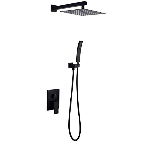 YCVAWEOD Matt Schwarzes Badezimmer Quadrat Bad Dusche Set Wandmontage/Decke Regen Dusche Set Qualität Messing Mixer Wasserhahn Regen Dusche Head-8 Decke montiert LWX von YCVAWEOD