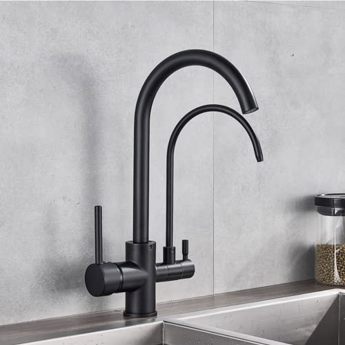 Matte schwarze 360 Rotation Wasserfilter Küchenarmatur mit gefilterter Kran drei Möglichkeiten Waschbecken Mischhahn für Küchenspüle hoher Bogenauszugspray LWX Matte schwarze 360 Rotation Wasserfilter Küchenarmatur mit gefilterter Kran drei Möglichkeiten Waschbecken Mischhahn für Küchenspüle hoher Bogenauszugspray LWX von YCVAWEOD