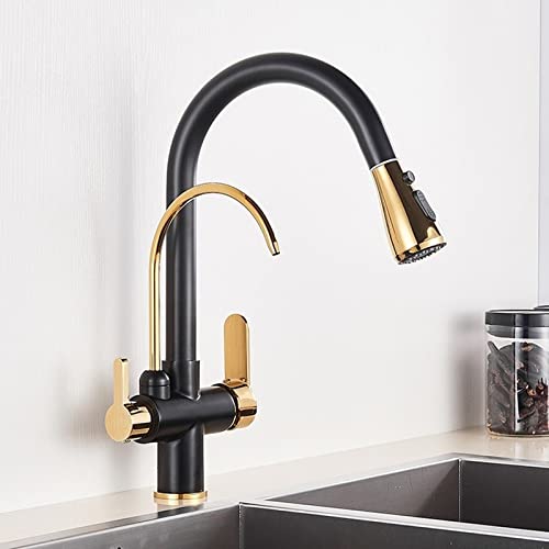 Matte schwarze 360 Rotation Wasserfilter Küchenarmatur mit gefilterter Kran drei Möglichkeiten Waschbecken Mischhahn für Küchenspüle hoher Bogenauszugspray LWX Matte schwarze 360 Rotation Wasserfilter Küchenarmatur mit gefilterter Kran drei Möglichkeiten Waschbecken Mischhahn für Küchenspüle hoher Bogenauszugspray LWX von YCVAWEOD