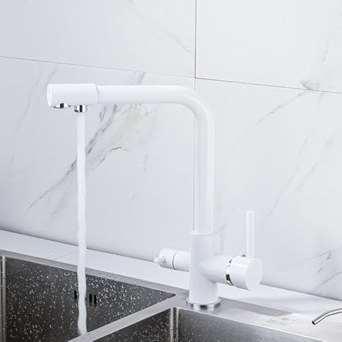 Messing 3 in 1 Küchenhahn mit 360 ° rotierender Auslauf für Wasserfilter 3 Wege Taps für Küchenspüle LWX von YCVAWEOD