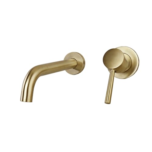 Messing Tap Badezimmermixer Tap Becken Wandmontage Badezimmerbecken Zapftaps Chrome Einzelhebel-Split 15 cm LWX von YCVAWEOD