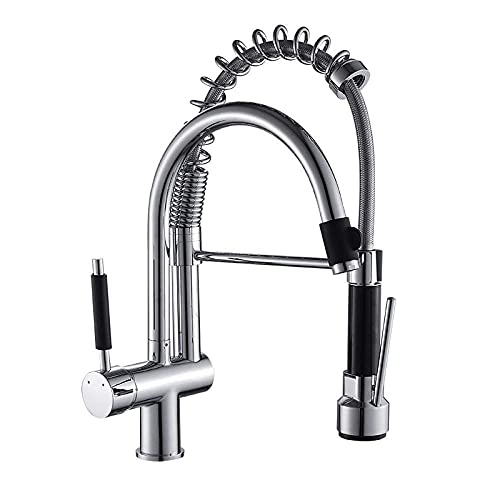 Mixer Tap Kitchen Badezimmer, herausziehen Küchenarmatur Kran für Küchendeck montiert Chrom Wasserfilter Taps Spüle Wasserhahn/Chrom LWX von YCVAWEOD