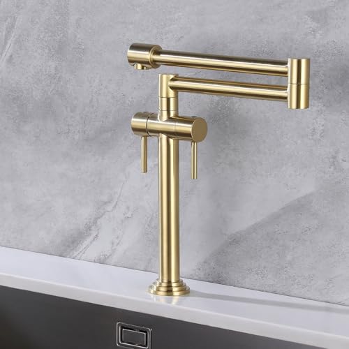 YCVAWEOD Mixer Taps für Küchenspüle Klappbarer Küchenhahn, Küchenmischer Tap Dual Hebel Küchenspüle Mixer 1 Loch Schwarz heiß und kaltes Wasser Antiquitäten LWX von YCVAWEOD