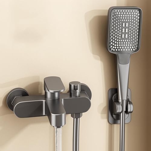Moderne Badeduschmischer Tap Bad Mixer Tap Dusche und Bad Zapfe graue 3 Modi Wandmontage Bad Zapfhaken Bademixer Haken mit Duschwand, grau montiert, grau LWX Moderne Badeduschmischer Tap Bad Mixer Tap Dusche und Bad Zapfe graue 3 Modi Wandmontage Bad Zapfhaken Bademixer Haken mit Duschwand, grau montiert, grau LWX von YCVAWEOD