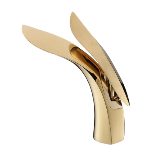 Moderne Haifischform Kronleuchter Badezimmer Wasserhahn - Messingmixer Hahn in Gold Stylish Design für Becken Beliebtes Wohnkultur zeitgenössischer Wasserhahn für luxuriöse Badezimmer LWX von YCVAWEOD