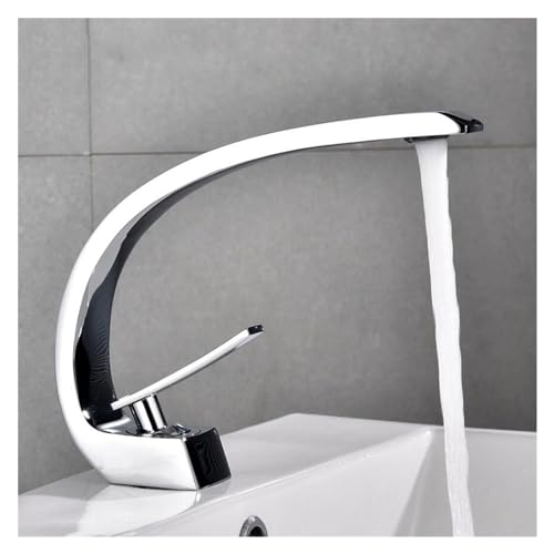 Moderne Messing Badezimmerbeckenmixer Wasserhahn mit gebürstetem Nickel Finish Einer Hebel Heißer kaltes Wasser Waschbecken Wasserhahn für Waschtisch und Küchenchrom -Badezimmer Wasserhähne LWX von YCVAWEOD