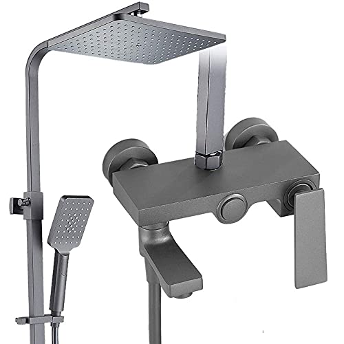 Moderne graue Duschmischer -Hahnsystem mit Regal 3 Modi Hand Duschkopf Rotatatable Wasserhahn Badewanne Duschmischer Set runde Design für Badezimmer LWX Moderne graue Duschmischer -Hahnsystem mit Regal 3 Modi Hand Duschkopf Rotatatable Wasserhahn Badewanne Duschmischer Set runde Design für Badezimmer LWX von YCVAWEOD