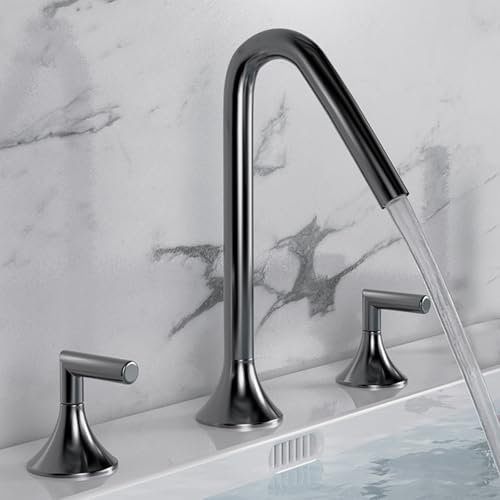 YCVAWEOD Moderne verchromte Badezimmerbecken Mischmischhahn mit schwenkbarem Doppelgriff heißes und kaltes Wasser 3 Loch Design LWX YCVAWEOD Moderne verchromte Badezimmerbecken Mischmischhahn mit schwenkbarem Doppelgriff heißes und kaltes Wasser 3 Loch Design LWX von YCVAWEOD