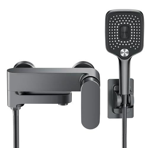 Moderner Bademischer Hahn mit Duschwasserfall Badewahn -Duschmischer -Haken mit Duschwand montiert 90 ° Rotatable Düse Heiße und kalte Messing Eingriff Duschmischer Tipp für Bad Silber LWX Moderner Bademischer Hahn mit Duschwasserfall Badewahn -Duschmischer -Haken mit Duschwand montiert 90 ° Rotatable Düse Heiße und kalte Messing Eingriff Duschmischer Tipp für Bad Silber LWX von YCVAWEOD