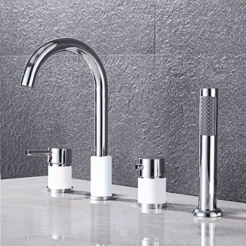YCVAWEOD Moderner Bademischer Tippen Sie mit Duschwasserfall Badezimmer Badewanne Tap Bad Mixer Tap 4-Loch-Badmixer Tippen Sie auf Thermostat Badewanne Tap Chrom + Schwarz LWX YCVAWEOD Moderner Bademischer Tippen Sie mit Duschwasserfall Badezimmer Badewanne Tap Bad Mixer Tap 4-Loch-Badmixer Tippen Sie auf Thermostat Badewanne Tap Chrom + Schwarz LWX von YCVAWEOD