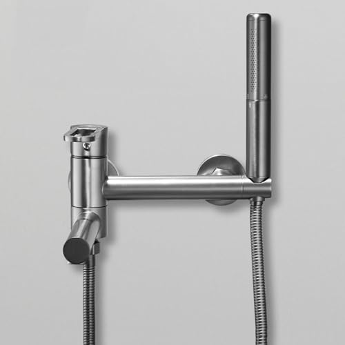 YCVAWEOD Moderner Badmixer Hahn mit Duschwasserfall Wandmontage Duschmischer Tap Messing 2 Modus Hand Dusche Messing EIN Griff Badezimmer Haken Mixer mit Duschset Weiß LWX von YCVAWEOD