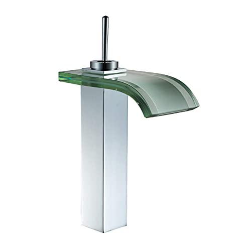 Moderner Glas Wasserfall Badezimmer Küchenspüle Hahn mit Chrombezug Copper Basin Mixer LWX von YCVAWEOD
