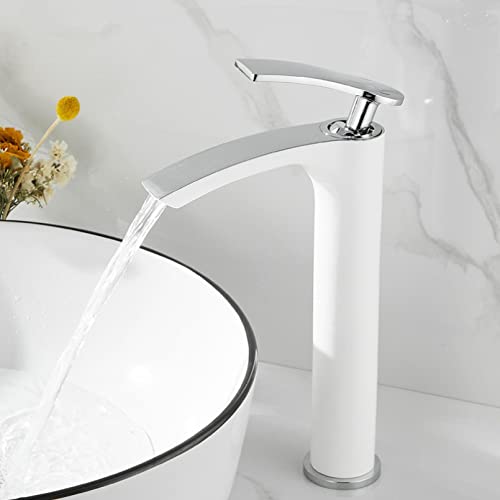 Moderner Messing Badezimmerhahn mit Weißgold Finish Deck montiertes Waschbecken Wasserhahn für kaltes und heißes Wassermischung LWX Moderner Messing Badezimmerhahn mit Weißgold Finish Deck montiertes Waschbecken Wasserhahn für kaltes und heißes Wassermischung LWX von YCVAWEOD