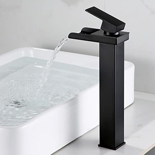 YCVAWEOD Moderner schwarzer Hochwasser -Wasserfall -Beckenmixer -Hahn für G1/2 Waschbecken breitem Mund hoher Badezimmerhahn mit elegantem Design LWX YCVAWEOD Moderner schwarzer Hochwasser -Wasserfall -Beckenmixer -Hahn für G1/2 Waschbecken breitem Mund hoher Badezimmerhahn mit elegantem Design LWX von YCVAWEOD