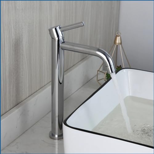 YCVAWEOD Moderner verchromter Badezimmerhahn für Decks montiertes Becken Waschbecken Heißer und kaltes Wassermischer mit langem Ausguss LWX von YCVAWEOD