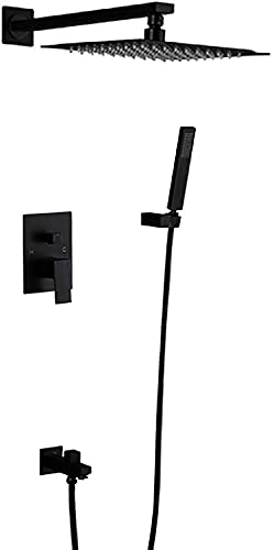 Modernes schwarz verstellbares Duschsystem mit einem Griffhand -Duschwanne und einem eingebetteten Box 10 Zoll quadratischen Duschkopf. LWX Modernes schwarz verstellbares Duschsystem mit einem Griffhand -Duschwanne und einem eingebetteten Box 10 Zoll quadratischen Duschkopf. LWX von YCVAWEOD